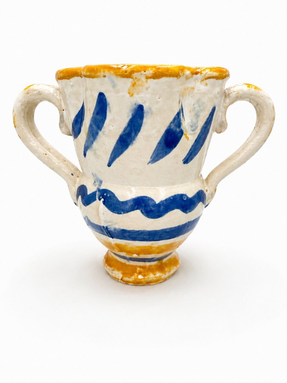 Image 1 of Antique 19th-Century Italian Majolica Jug – Rustic Folk Art