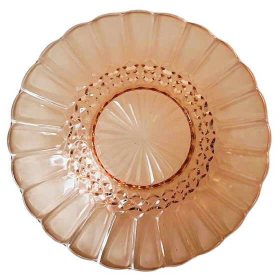 Image 1 of Frutero Art Déco, cuenco de vidrio rosa Rosaline, década de 1930