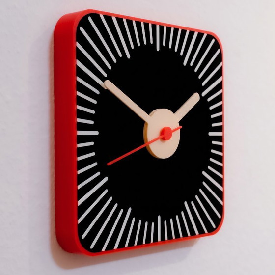 Sunburst Square Panel Clock L – Reloj de Pared Retro & Mid-Century 70s Space Age Boho Wall Clock (photo 2 of 5)