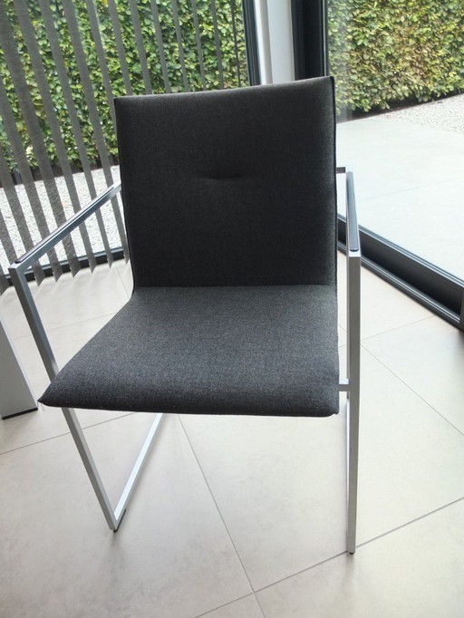  4 x chair Frame pearl chrome fabric flora186