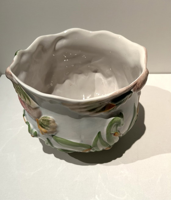 Image 1 of Portuguese Barbotine decorative pot Majolica