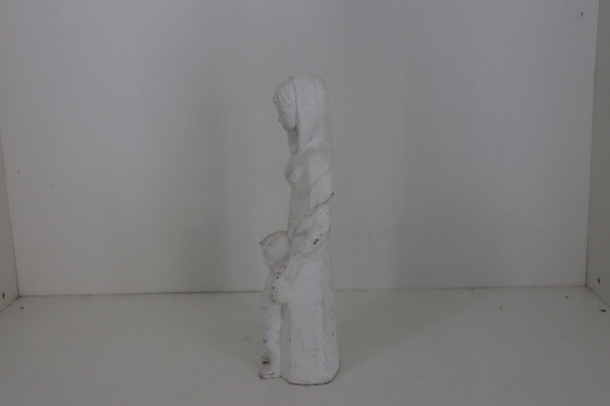 Prachtig Gestileerd Vintage Maria Beeld met Kindje Jezus – 32 cm / 1,9 kg – Beeldhouwkunst, Ceramic (photo 4 of 7)