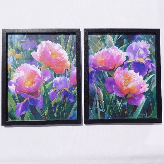Image 1 of Peonies B104 - diptych - framed canvases