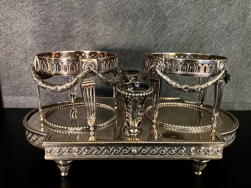 Service à huile et vinaigre Louis XVI en argent Anno 1778, Jan Baptist Verberckt Anvers