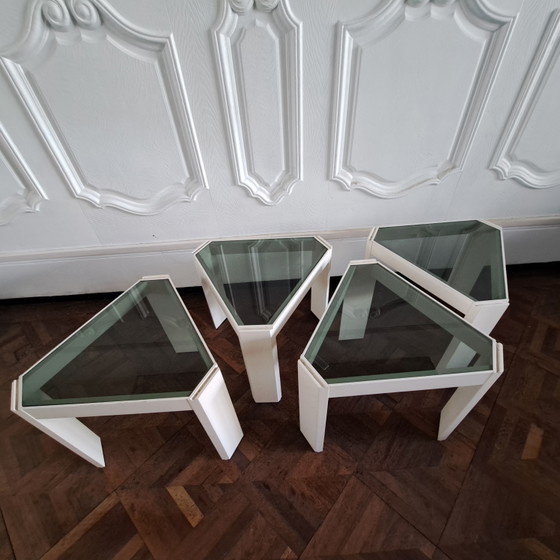 Juego (4) de mesas auxiliares Tony Porada Arredi 70- Ies – Glass, Wood (photo 2 of 5)