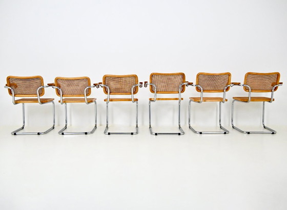 Sedie da pranzo Stile B32 di Marcel Breuer, Set di 6 – Rattan, Legno (photo 5 of 10)