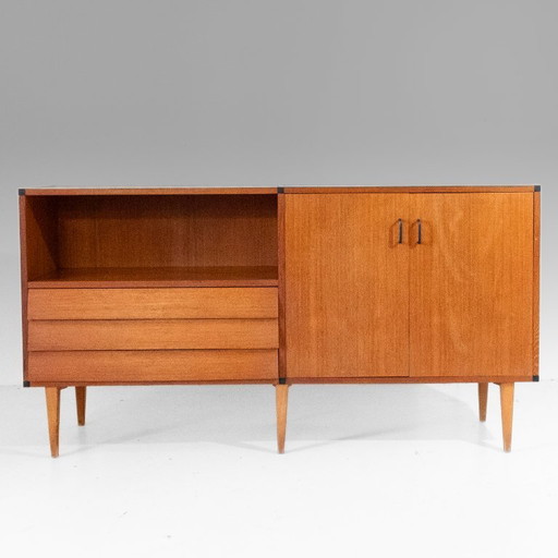 1x 1960s Vintage Teak Sideboard with Drawers in Scandinavian Style