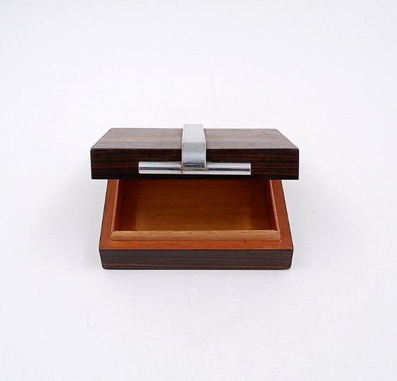 Image 1 of Boîte Art Déco en bois et métal attribuée à la Maison DESNY - années 1930