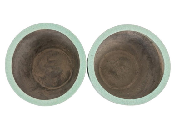 Image 1 of Pair of large glazed terra cotta planters. 1950s.