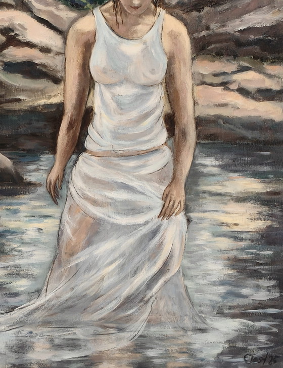 Image 1 of Acryl schilderij "De weerspiegeling in het water"