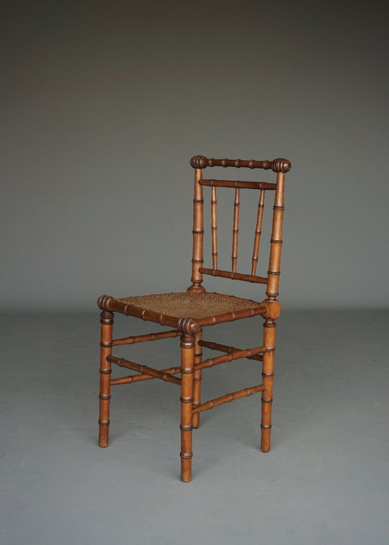 Antique American Faux Bamboo Side Chair – Dining chairs, Wood (photo 15 of 16)