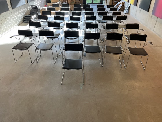 Image 1 of 38 vintage design and contract chairs in Bauhaus style – chrome and black faux leather