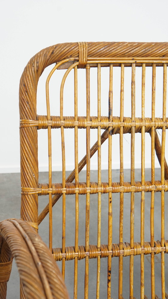 Image 1 of French rattan vintage design armchair from the 1950s