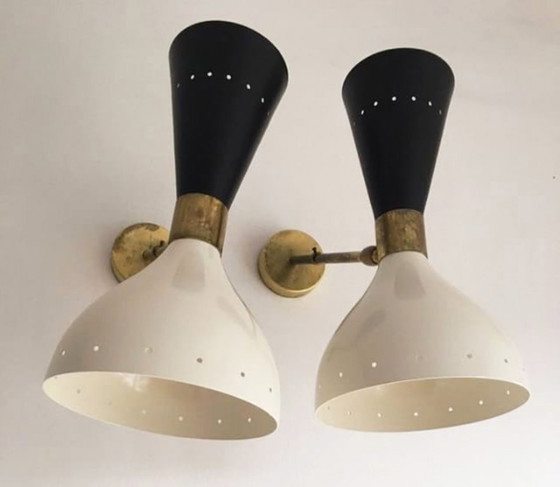 Image 1 of Pair of large Italian wall sconces, 1950s design