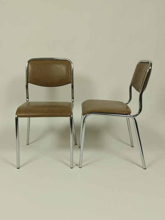 Image 1 of 4 sedie vintage in pelle Skai, anni '70