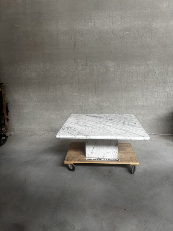 Image 1 of 1980s carrara marble coffee table 