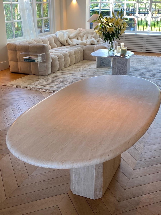 Image 1 of Travertine Dining Table Oval