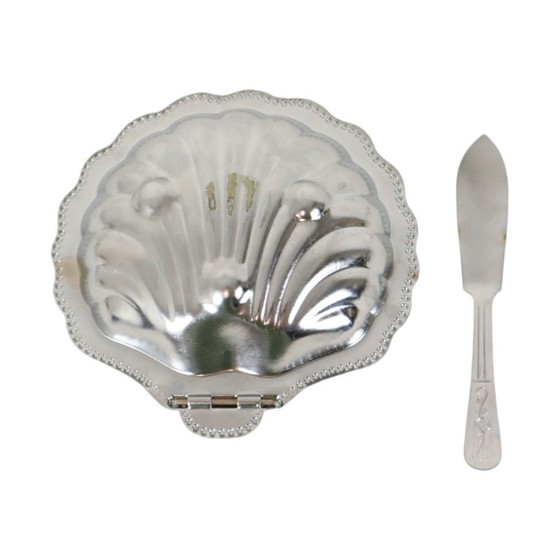 Burriera vintage a forma di conchiglia di capasanta. – Accessori da tavola, Chrome, Glass (photo 12 of 12)