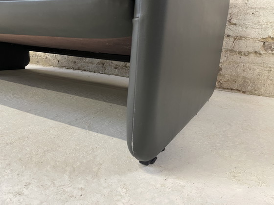 Image 1 of De Sede DS 61 Bank met poef grijs leer vintage