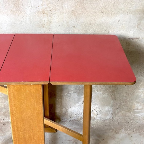 Image 1 of Vintage 1980s red Formica folding table