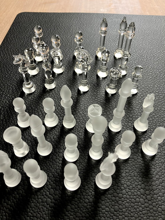 Image 1 of Schachbrett auf Spiegel mit Glasbauern, komplett selbst gemacht