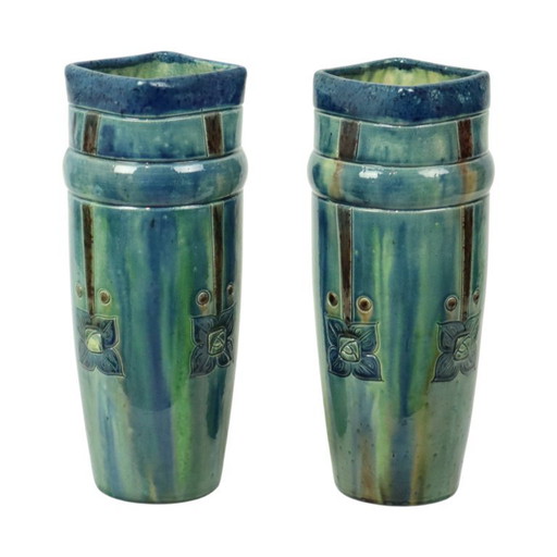 Art Nouveau Vases Flemish Pottery
