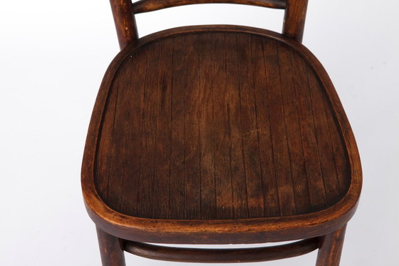 Image 1 of Vintage Wooden Desk Chair 1930s–1950s, Belgian Beech Wood Chair, Mid Century Dining Chair, Dark Stained Wood Chair