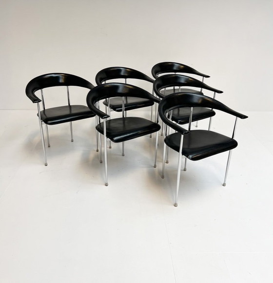 Image 1 of Set of 6 P40 chairs by Giancarlo Vegni for Fasem, 1980s