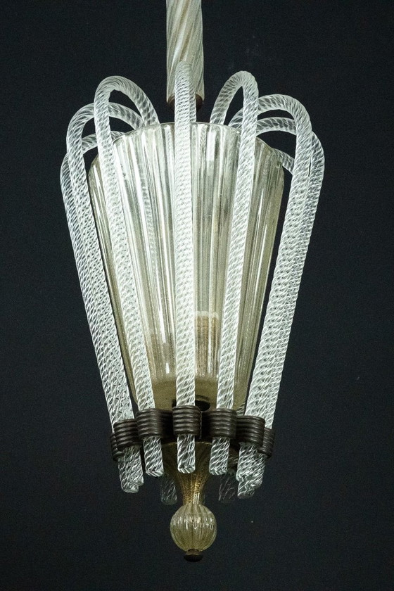 Image 1 of Raro lampadario in vetro di Murano Art Déco di Archimede Seguso, Italia, anni '30