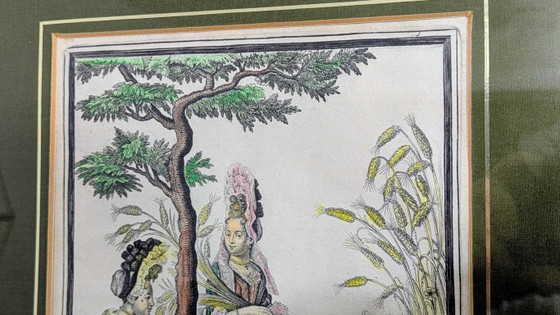 19th century. Antique colored copper engraving L’Âge d’Argent – ​​framed – Paintings & Drawings, Paper (photo 2 of 11)