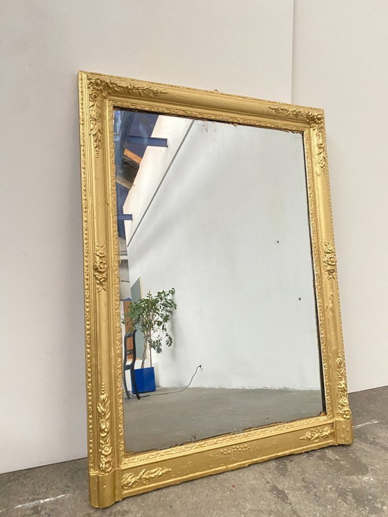 Image 1 of Stuccoed and gilded wooden mirror, 115cm high, 19th century, France
