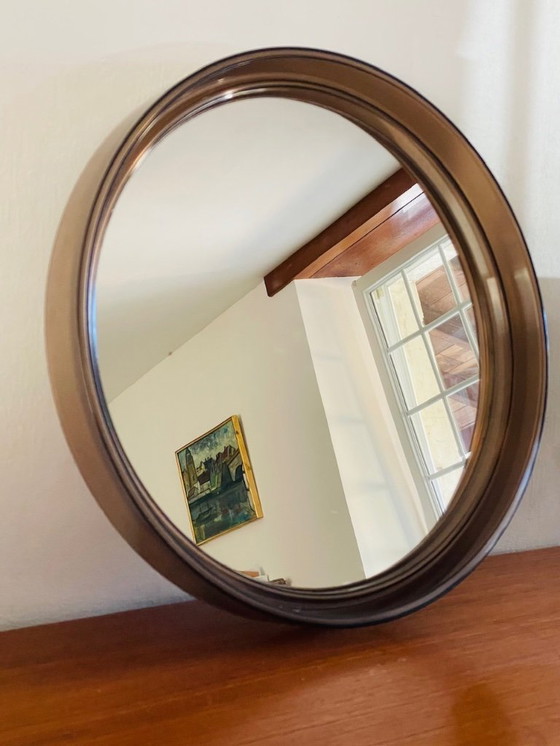 Image 1 of Mid-Century, Vintage, Rond Spiegel van Gerookt Acryl, Jaren 70