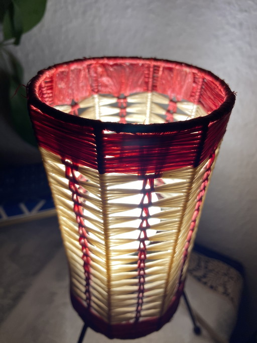rare retro vintage raffia tripod table lamp tripod boho yes