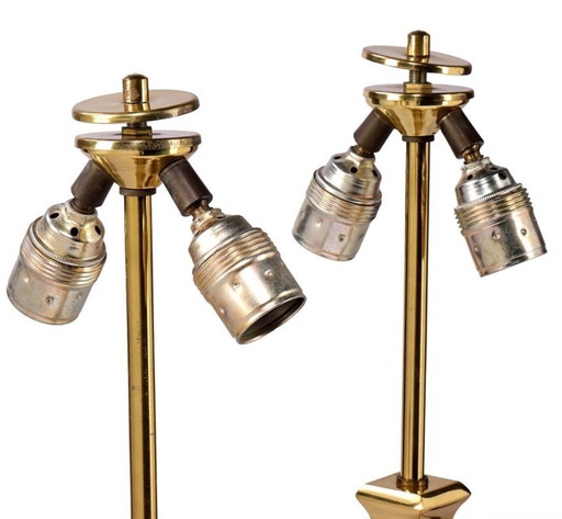 Par de lámparas de mesa de latón, años 70