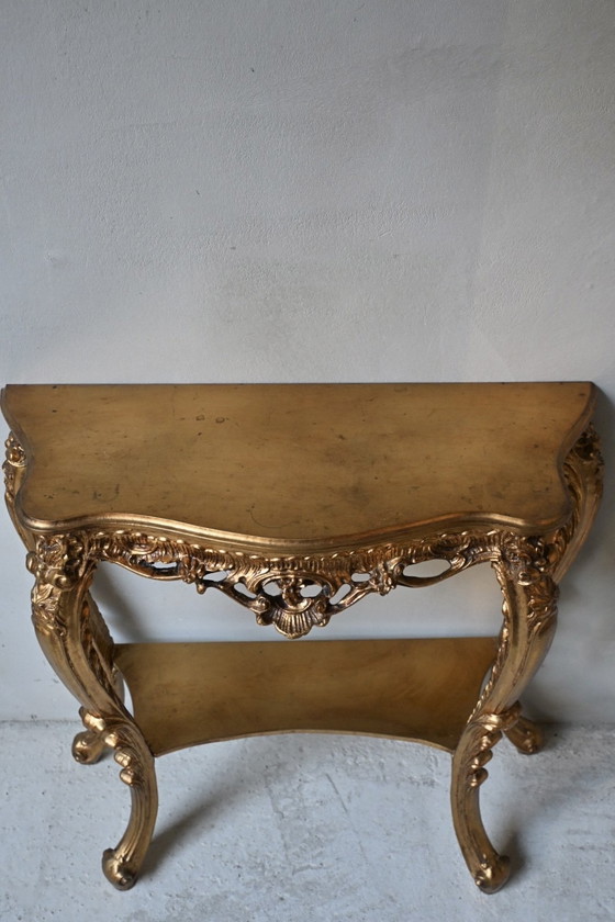 Image 1 of Wunderschöner Biscottini-Barockkonsolentisch mit Blattgold