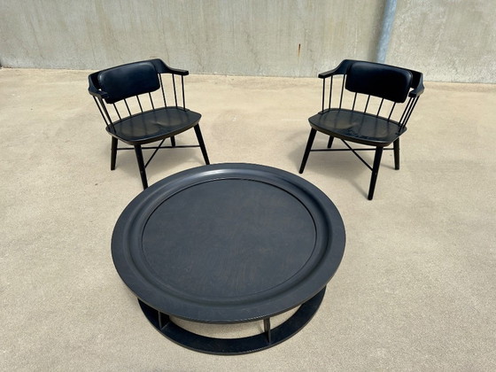 Image 1 of Ensemble de 2 fauteuils Stellar Works Exchange en chêne noir