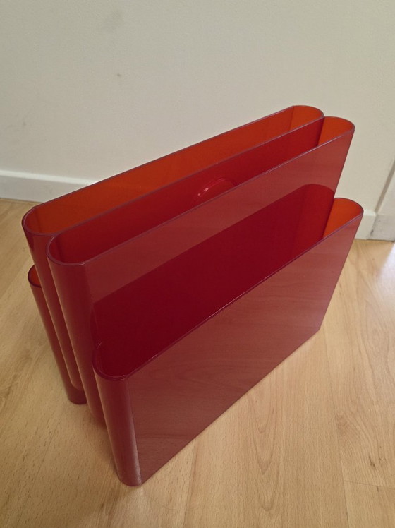 Image 1 of Kartell Zeitschriftenhalter 4676 Orange Rot von Giotto Stoppino