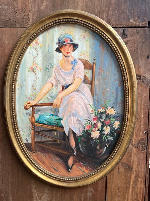 Portrait of a lady in Art Deco style – schilderijen tekeningen, Wood (photo 2 of 7)