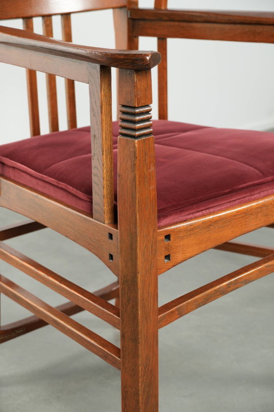 Image 1 of Art Nouveau/ Jugendstil design Schuitema dining chair/occasional chair with luxurious red fabric upholstery