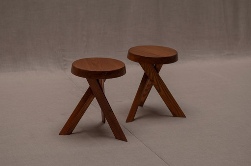 Early set of “S31 A” stools by Pierre Chapo