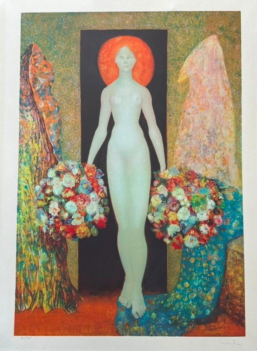 Leonor Fini - Rare print, woman holding flowers