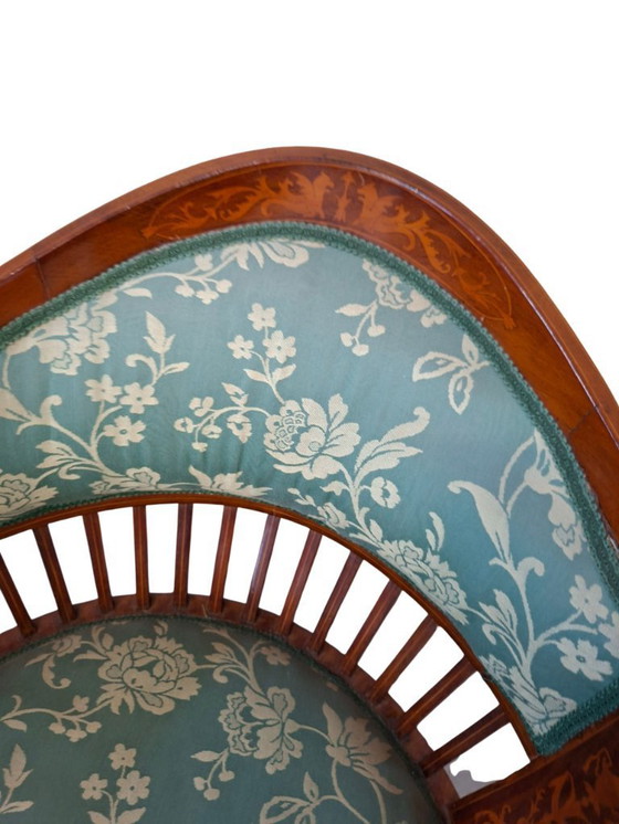 Image 1 of Elegant Inlaid Cherry Wood Bedroom Armchair