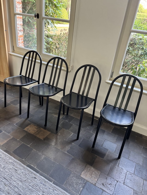Set di 4 sedie numerate di Robert Mallet Stevens (tipo 222) – eetkamerstoelen, Metal