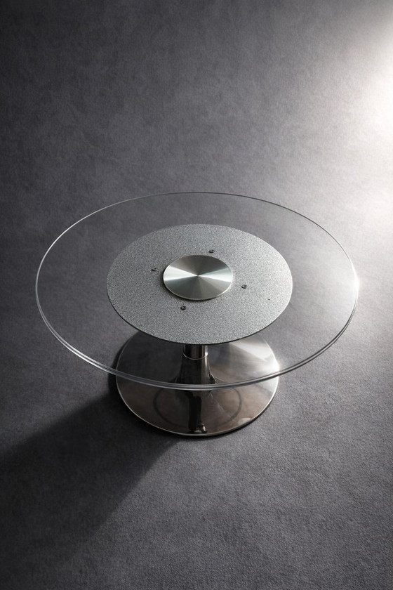 Image 1 of Tavolino da caffè anni Ottanta / cromo - vetro