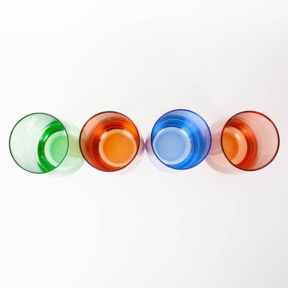 Image 1 of Set of 4 Italian Colorful Glasses, 1980s
