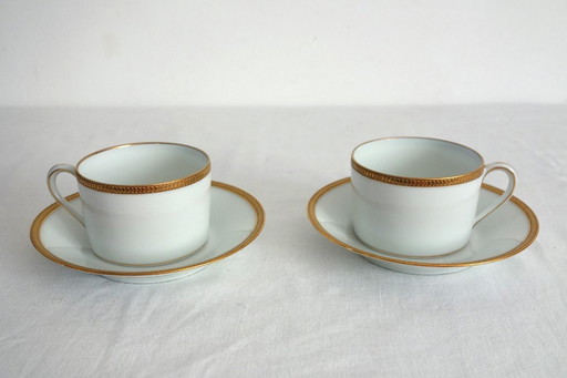 2 Charles Haviland cups with saucers, mid 20th century