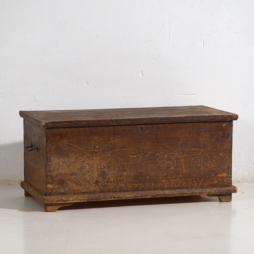 Antike Truhe mit Blumenmotiven (ca. 1920) #10