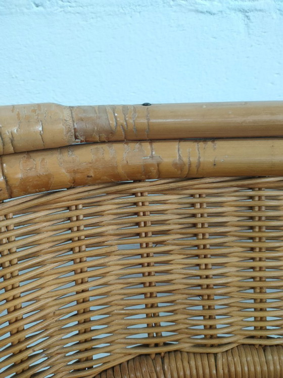 Image 1 of Rare and unique vintage design rattan/wicker bucket chair/armchair