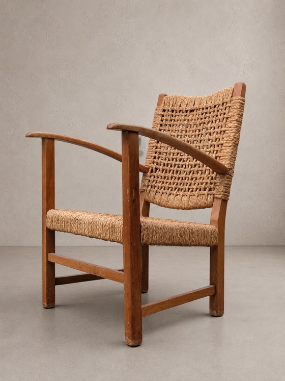 Poltrona francese vintage in corda – anni '50 – stile Audoux & Minet – Poltrone, Rattan, Wood (photo 3 of 7)