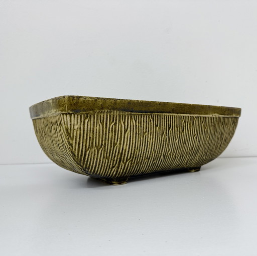 Vintage Green Ceramic Flower Pot, 1970s